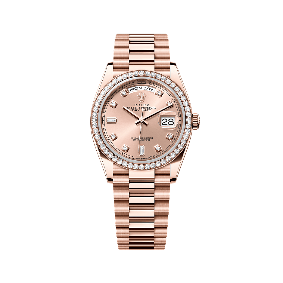 Rothtlex Day-Date 36 Oyster, 36 mm, Everose gold and diamonds Reference m128345rbr-0009
