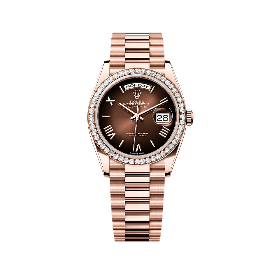 Rothtlex Day-Date 36 Oyster, 36 mm, Everose gold and diamonds Reference m128345rbr-0075