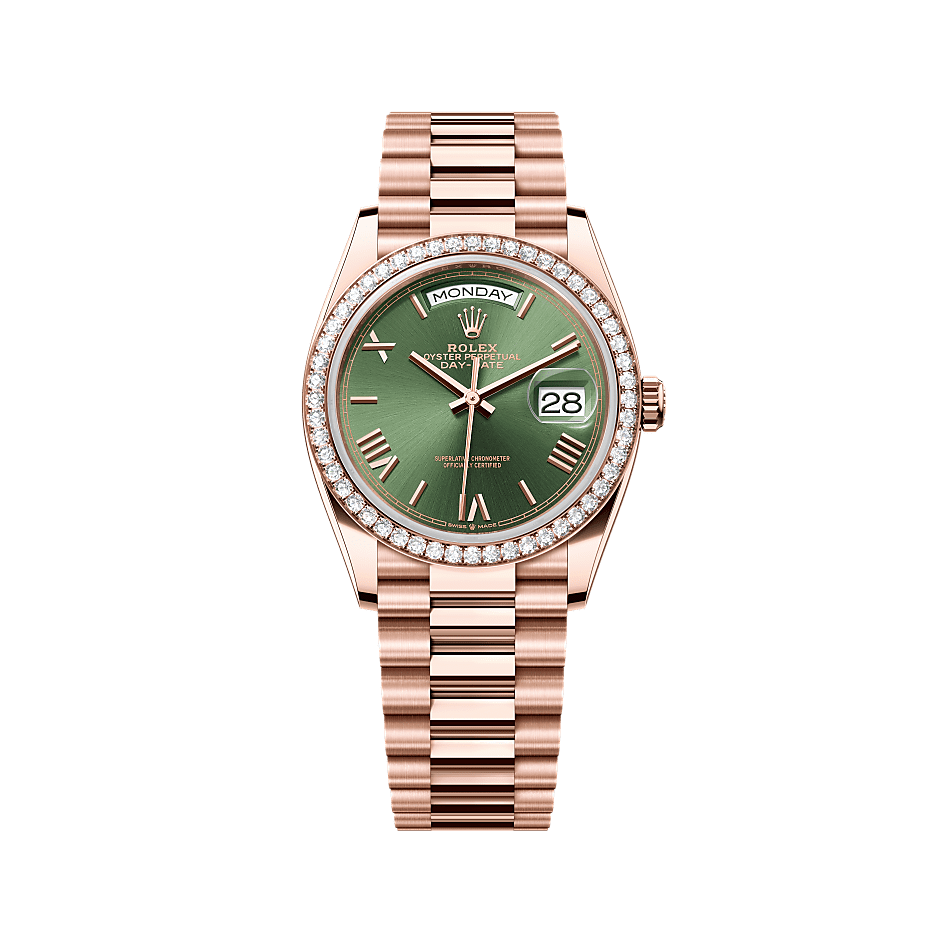 Rothtlex Day-Date 36 Oyster, 36 mm, Everose gold and diamonds Reference m128345rbr-0085