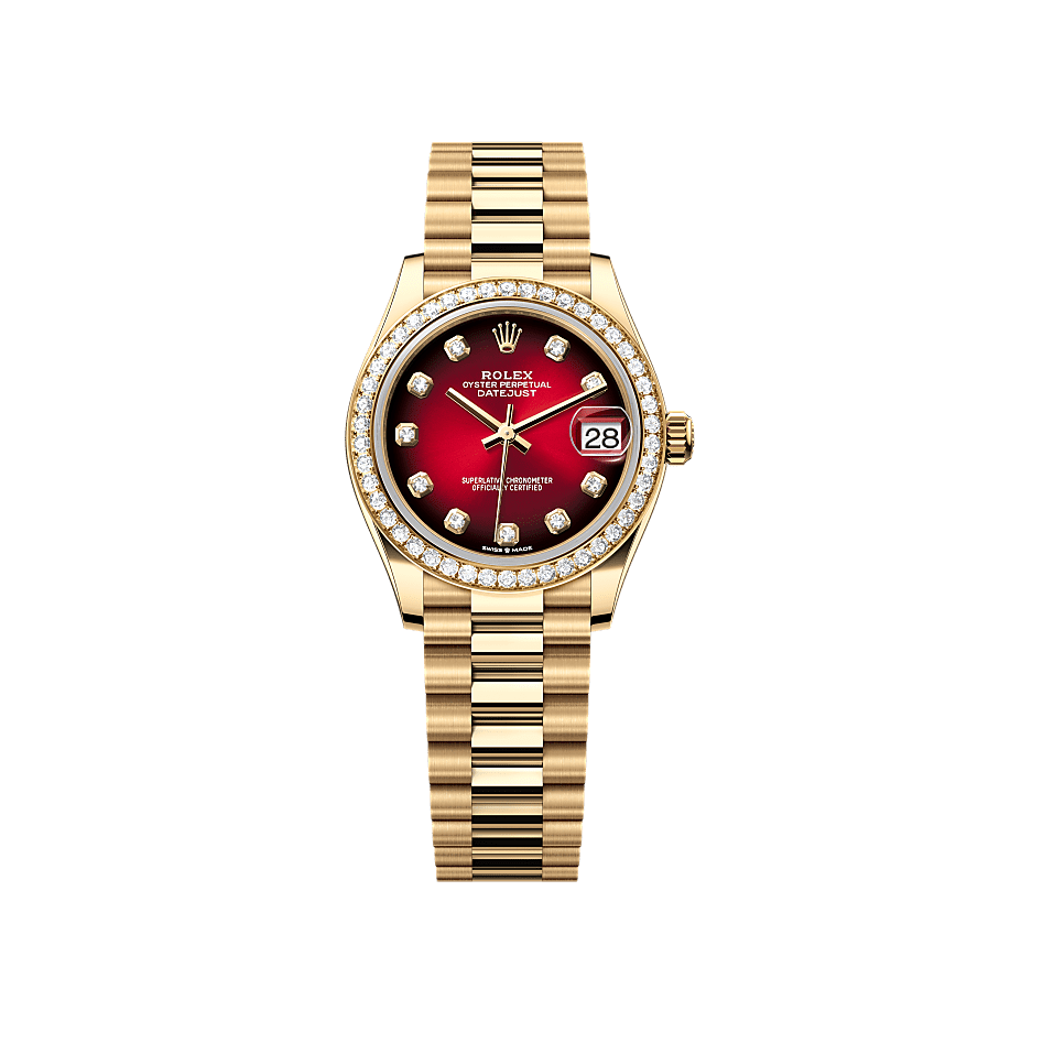 Rothtlex Datejust 31 Oyster, 31 mm, yellow gold and diamonds Reference m278288rbr-0041