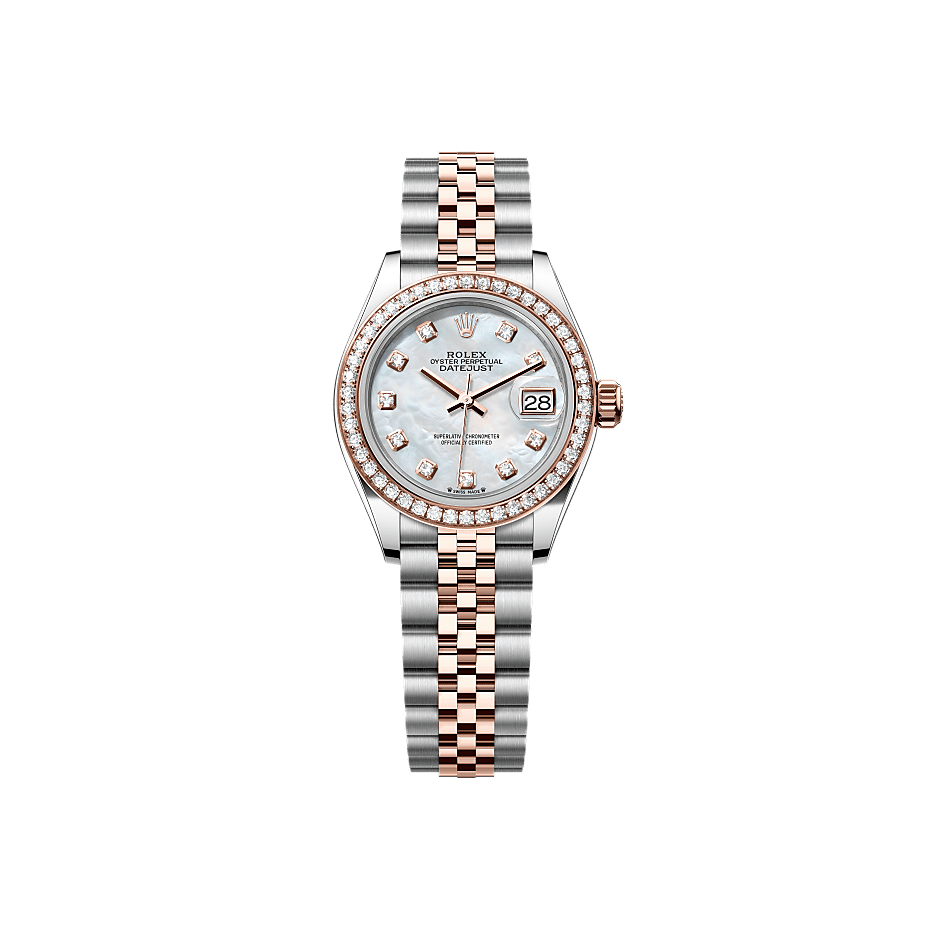 Rothtlex Lady-Datejust Oyster, 28 mm, Oystersteel, Everose gold and diamonds Reference m279381rbr-0013