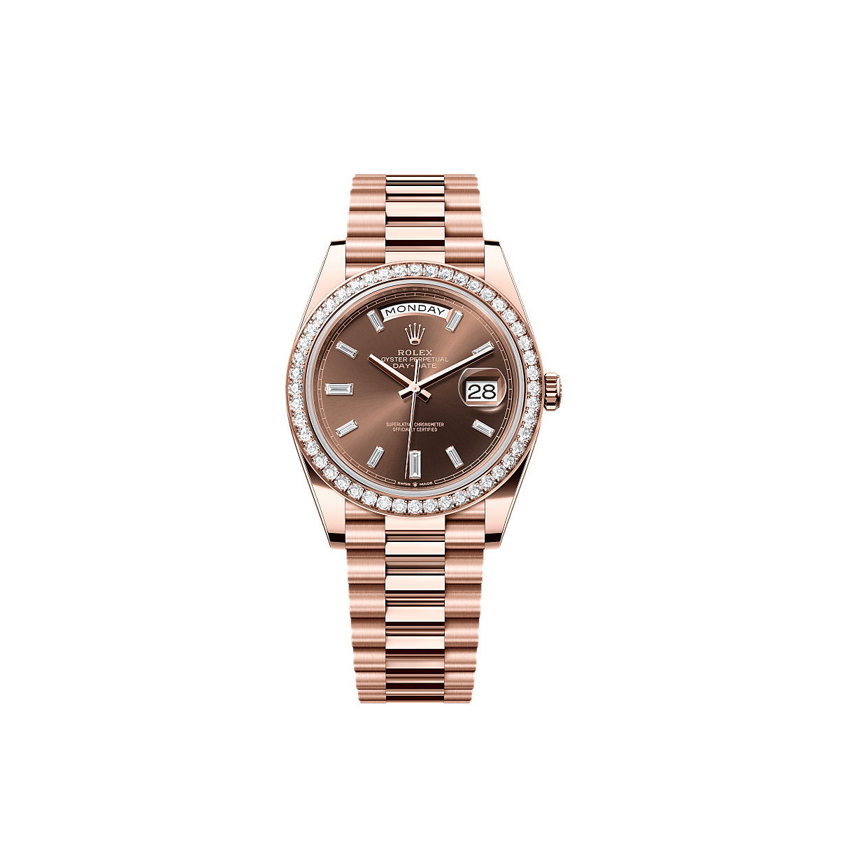 Rothtlex Day-Date 40  Oyster, 40 mm, Everose gold and diamonds  Reference m228345rbr-0006