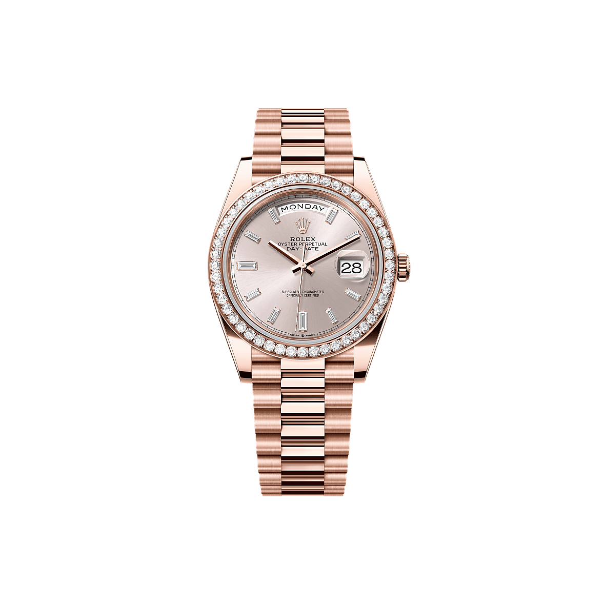 Rothtlex Day-Date 40  Oyster, 40 mm, Everose gold and diamonds Reference m228345rbr-0007