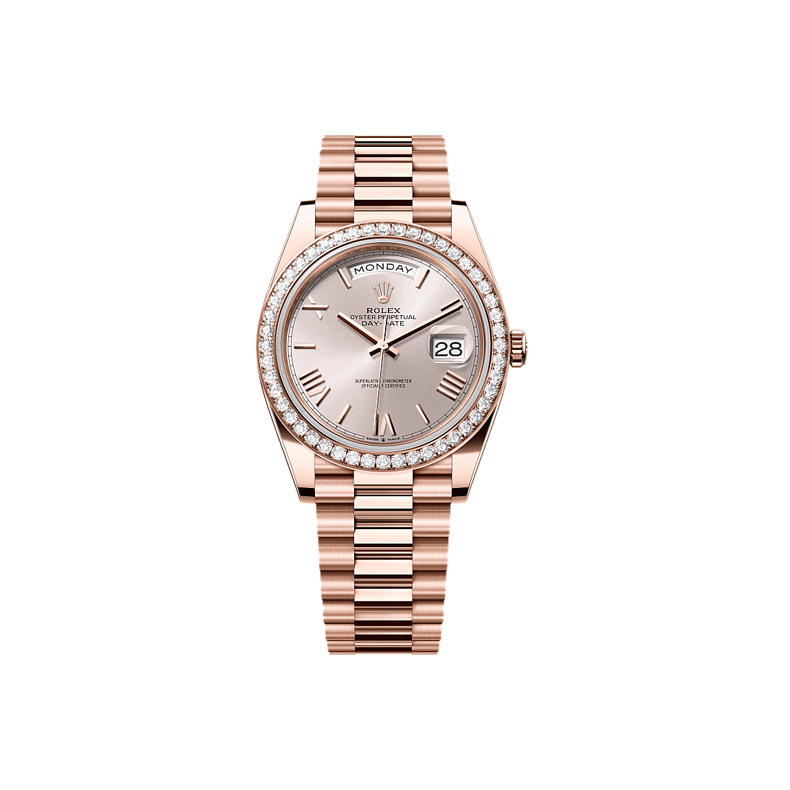 Rothtlex Day-Date 40  Oyster, 40 mm, Everose gold and diamonds Reference m228345rbr-0008