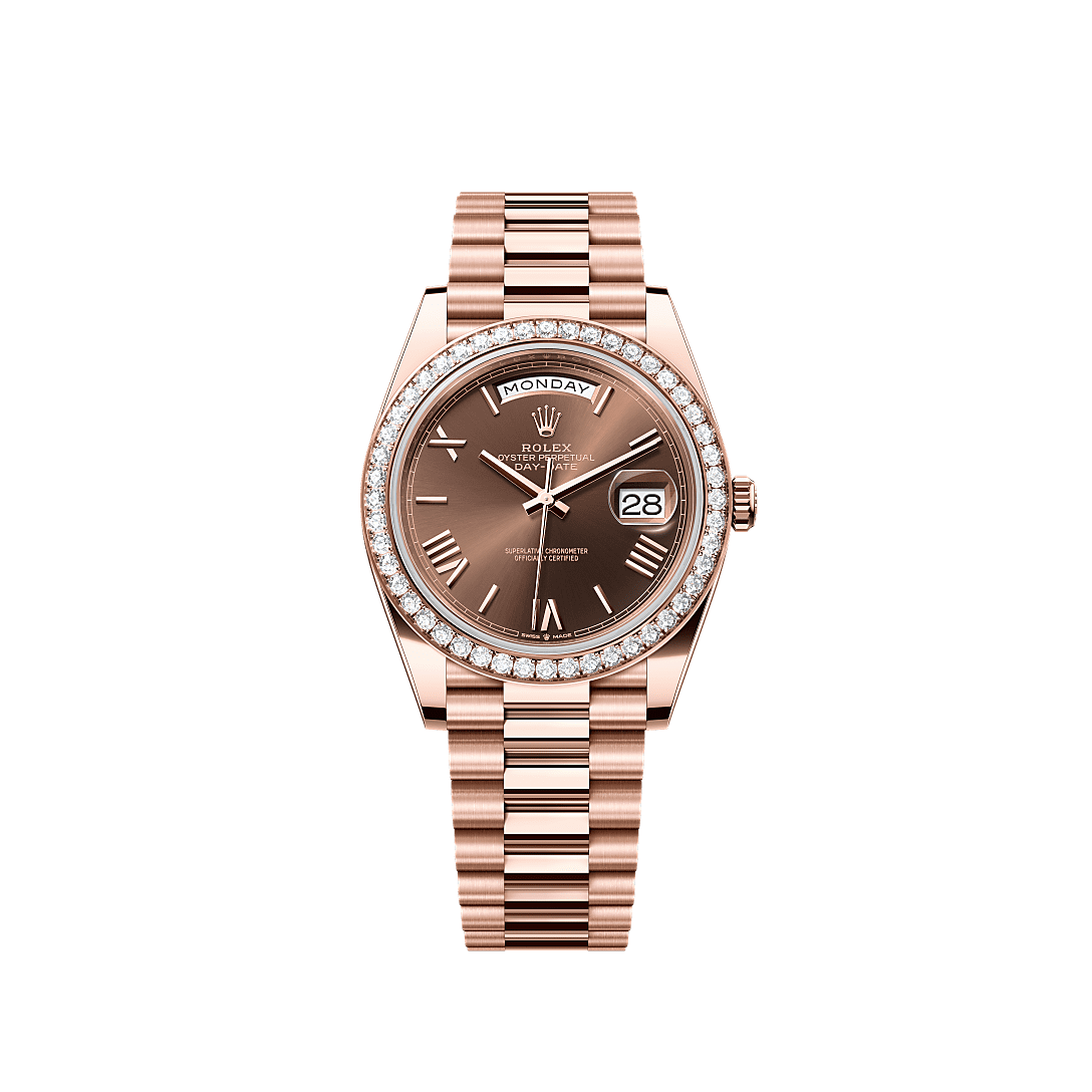 Rothtlex Day-Date 40  Oyster, 40 mm, Everose gold and diamonds  Reference m228345rbr-0009