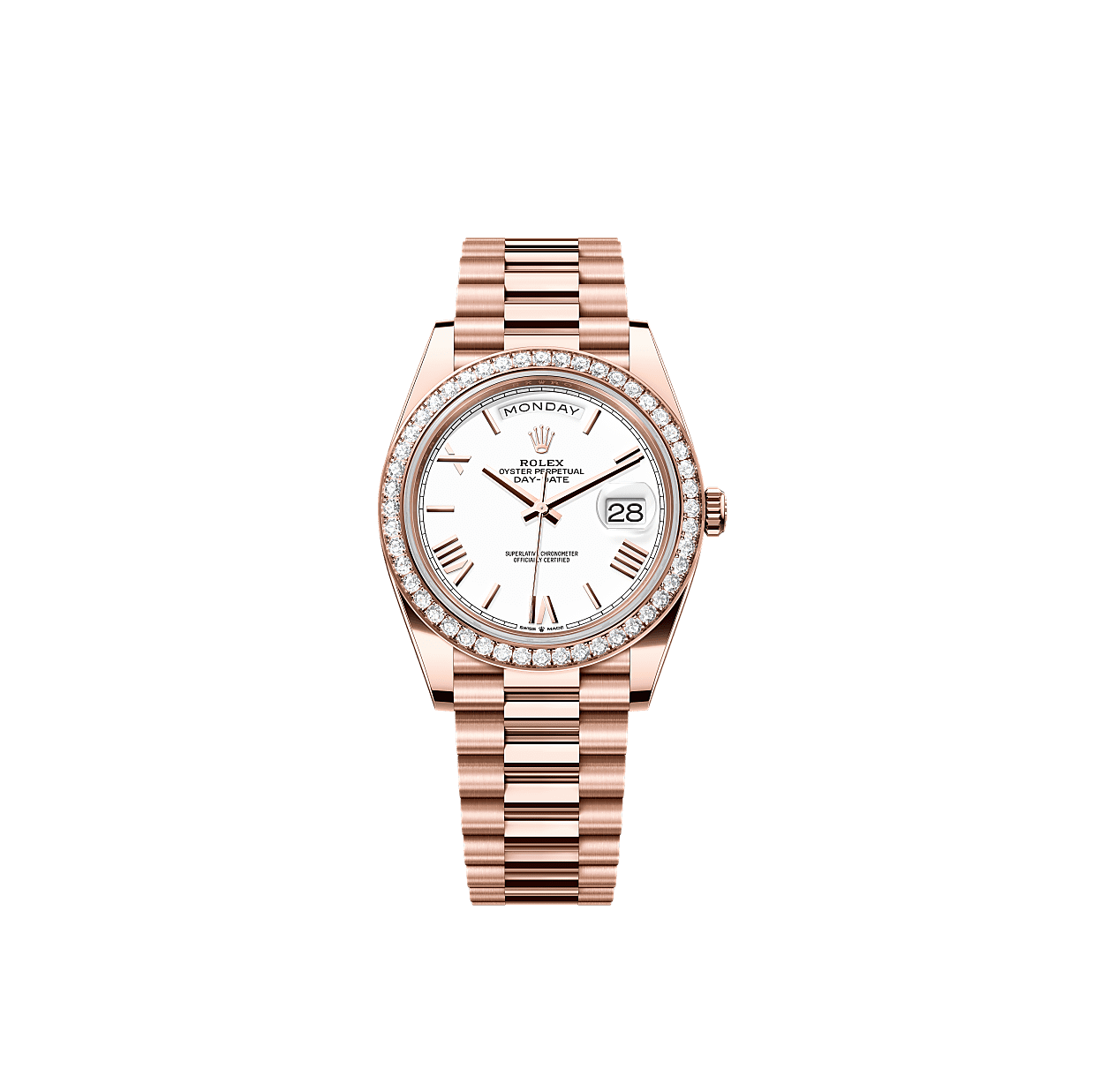 Rothtlex Day-Date 40  Oyster, 40 mm, Everose gold and diamonds  Reference m228345rbr-0012