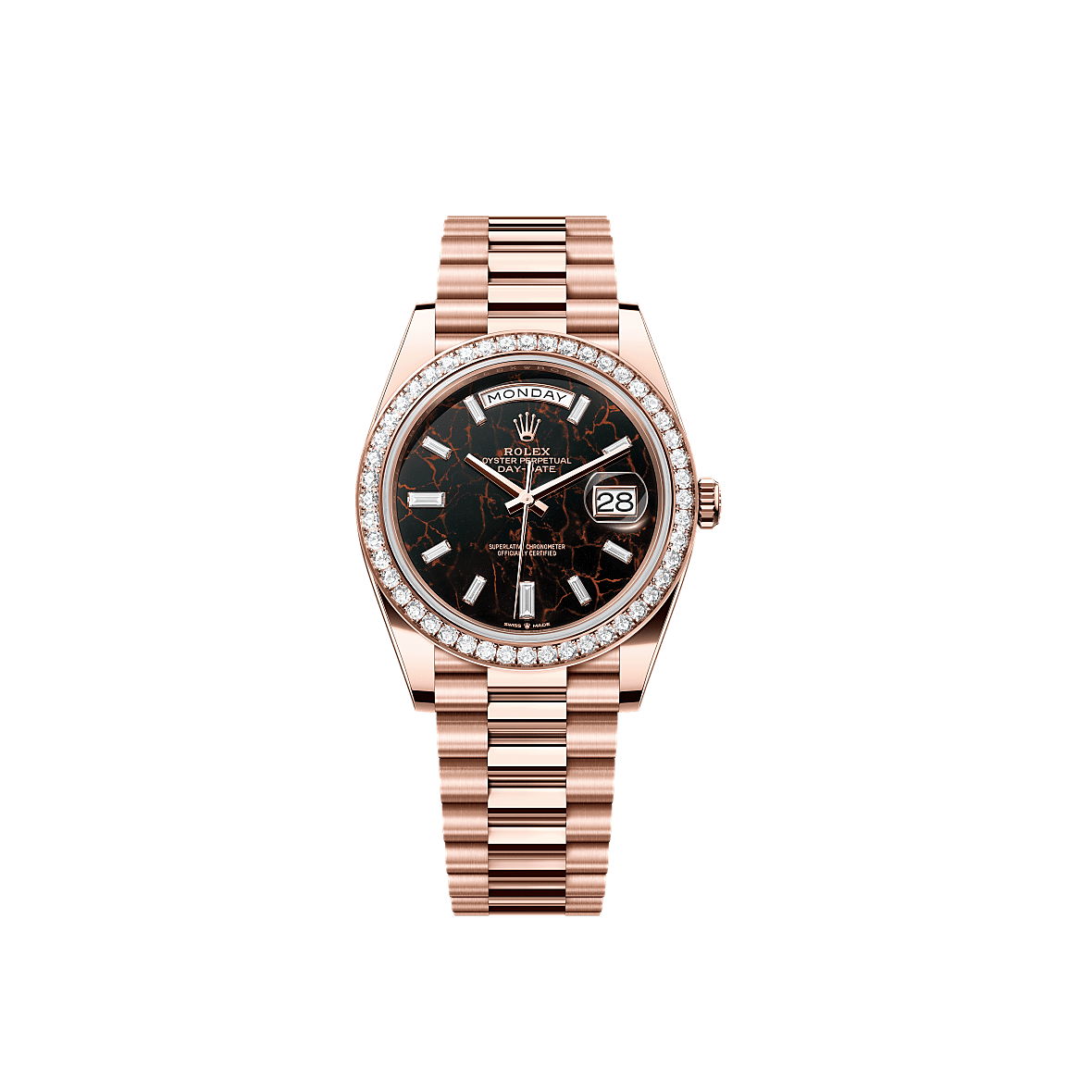 Rothtlex Day-Date 40  Oyster, 40 mm, Everose gold and diamonds  Reference m228345rbr-0016