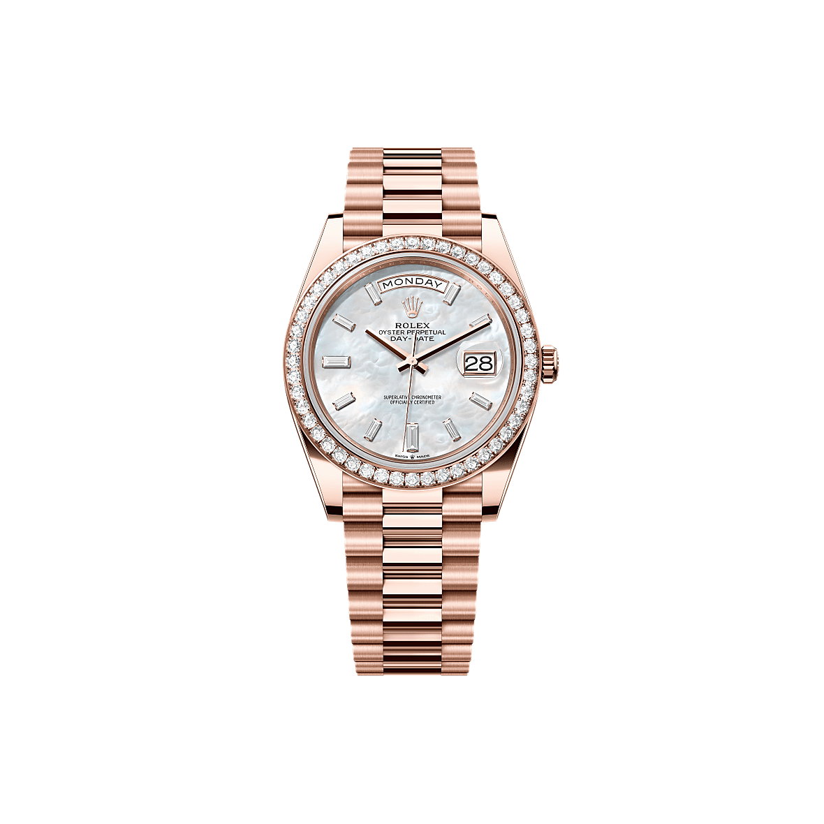 Rothtlex Day-Date 40 Oyster, 40 mm, Everose gold and diamonds Reference m228345rbr-0026