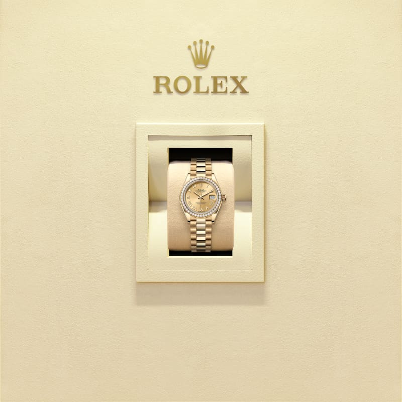 Rothtlex Lady-Datejust. Oyster, 28 mm, yellow gold and diamonds, Reference 