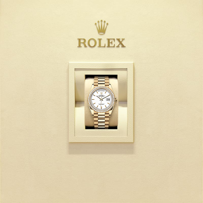 Rothtlex Day-Date 36 Oyster, 36 mm, yellow gold and diamonds Reference m128348rbr-0047