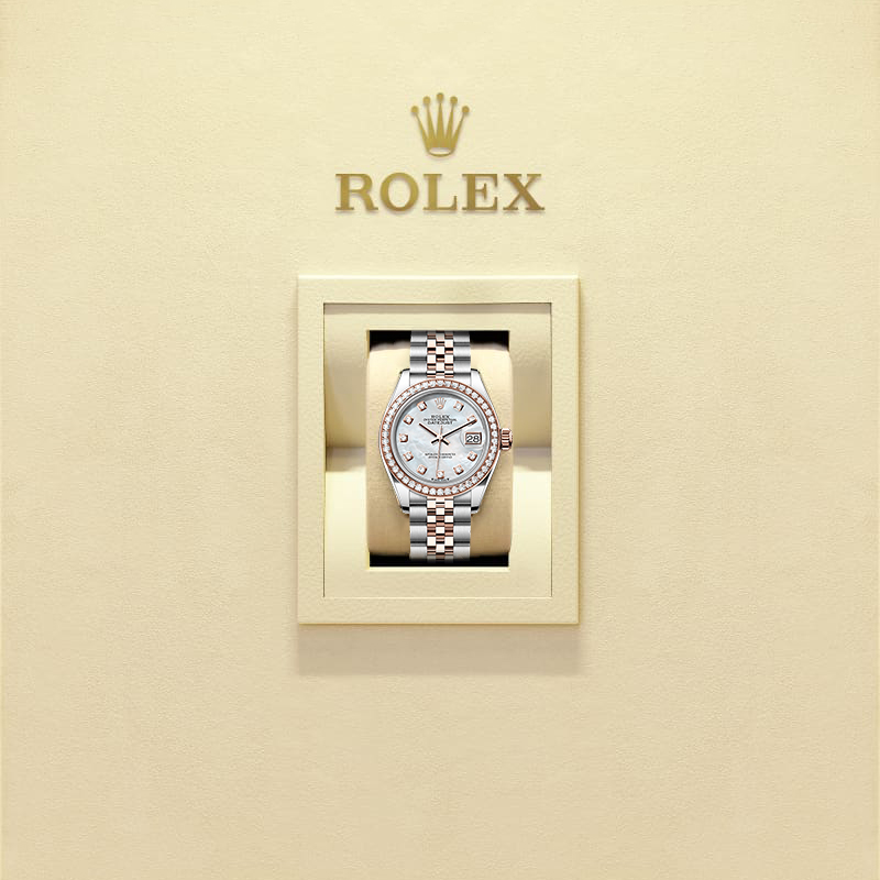 Rothtlex Lady-Datejust Oyster, 28 mm, Oystersteel, Everose gold and diamonds Reference m279381rbr-0013