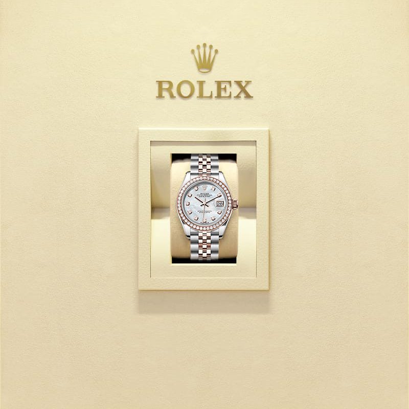 Rothtlex Lady-Datejust Oyster, 28 mm, Oystersteel, Everose gold and diamonds Reference m279381rbr-0013