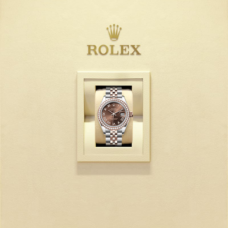 Rothtlex Lady-Datejust Oyster, 28 mm, Oystersteel, Everose gold and diamonds Reference m279381rbr-0009