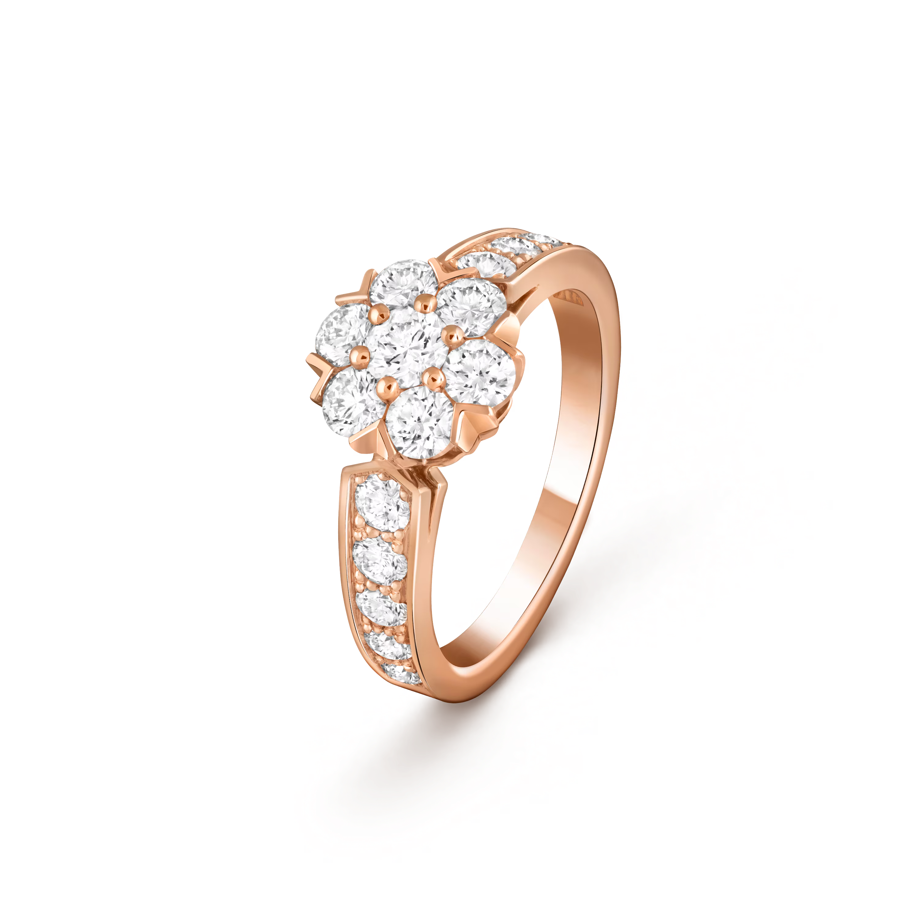Fleurette ring 18K rose gold, Diamond