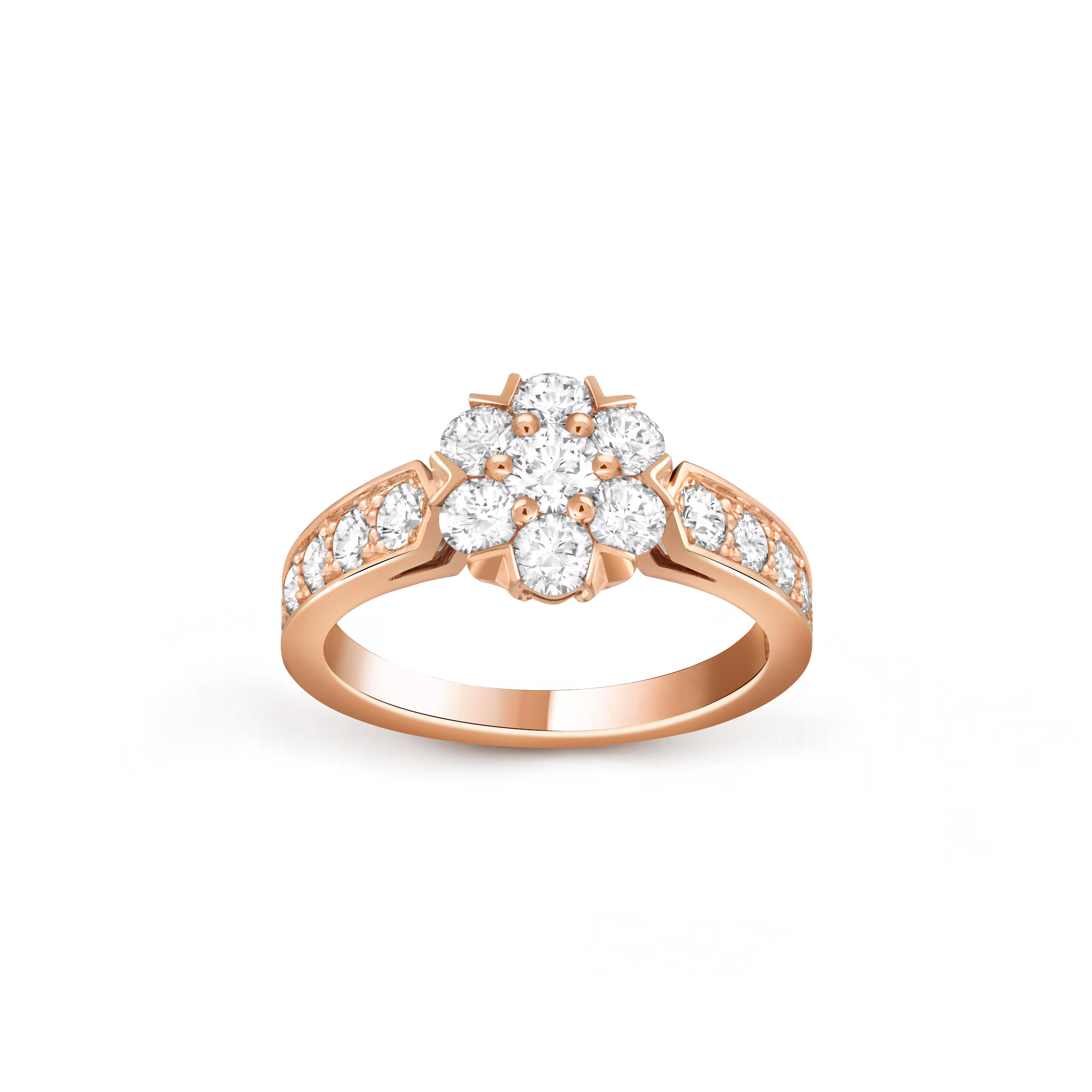 Fleurette ring 18K rose gold, Diamond