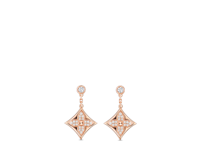 Color Blossom BB Star Ear Studs, Pink Gold And Diamonds