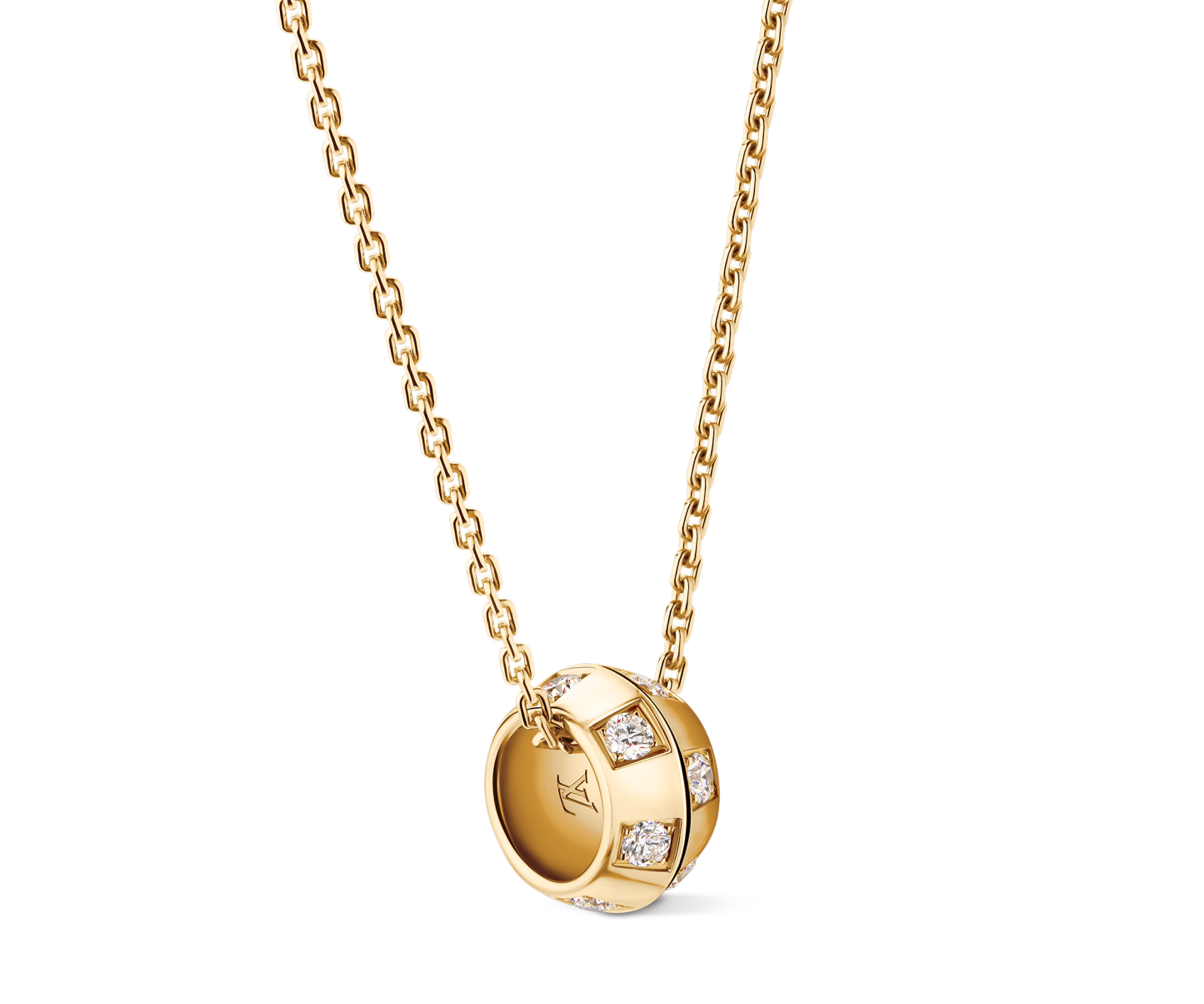 Le Damier de Lothtuis Vuithttton Pendant, Yellow Gold and Diamonds