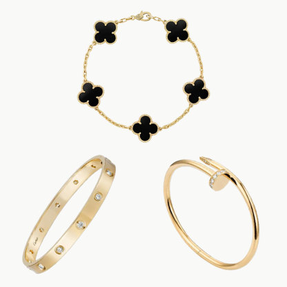 3‑Piece Icon Stack – Love Bracelet, 10 Diamonds, Clou & Clover