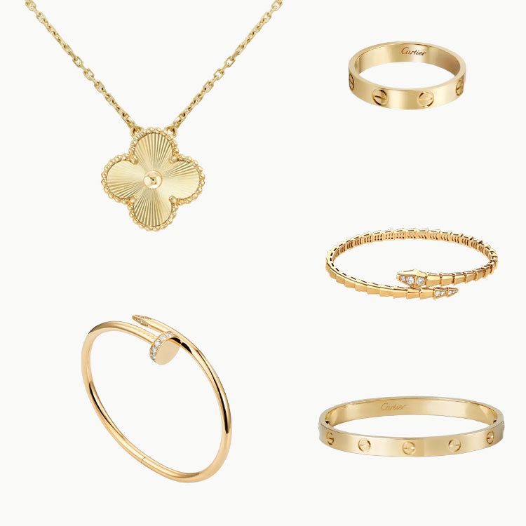 5‑Piece Set Yellow Gold Jewelry & Diamonds