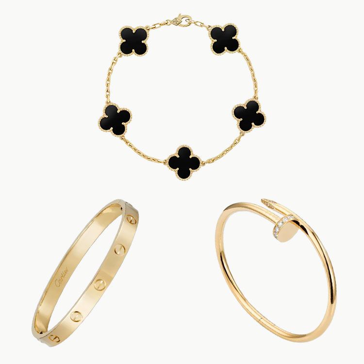 3‑Piece Icon Stack – Love Bracelet, 4 Diamonds, Clou & Clover