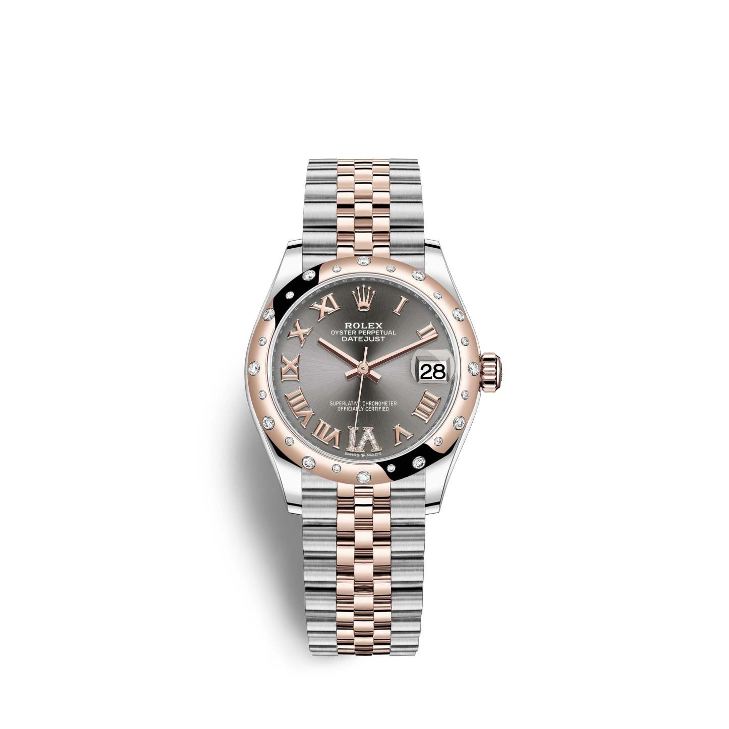 Datejust 31, Oystersteel, 18kt Everose Gold and diamonds, Ref# 278341RBR-0030