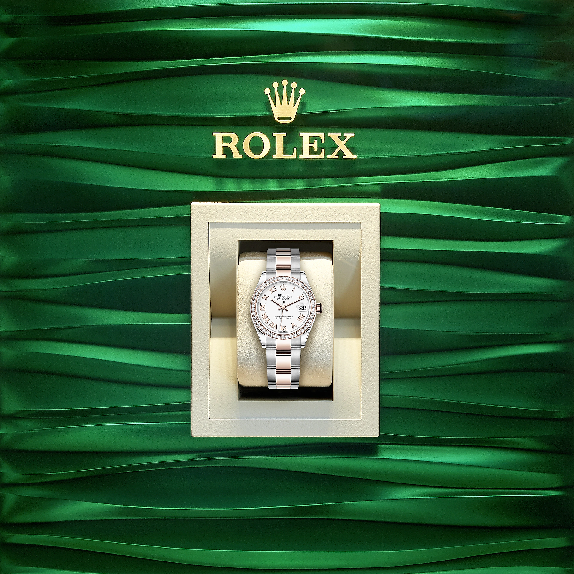 Datejust 31, Oystersteel, 18kt Everose Gold and diamonds, Ref# 278381RBR-0003