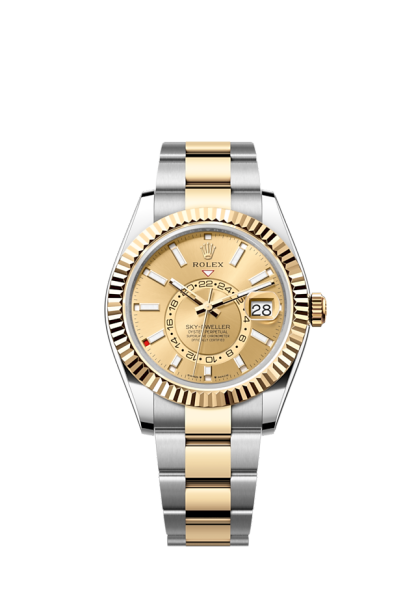 Sky-Dweller, 42mm, Oystersteel and 18k Yellow Gold, Champagne, Oyster, Ref# 336933-0001