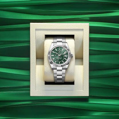 Sky-Dweller, 42mm, Oystersteel and 18k White Gold, Green, Oyster, Ref# 336934-0001