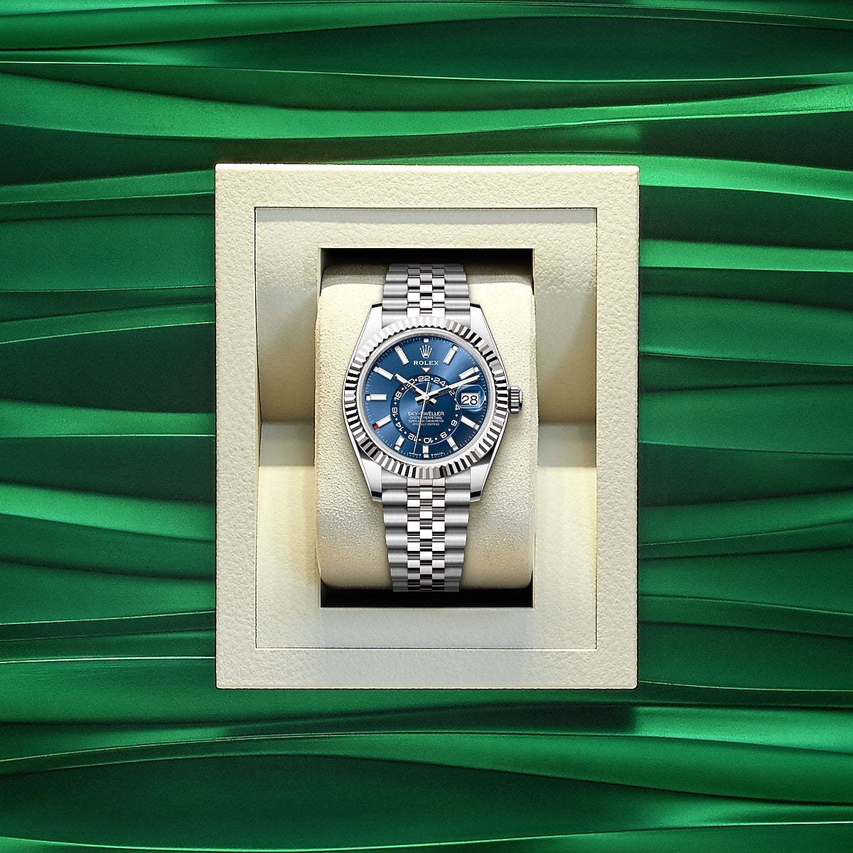 Sky-Dweller, 42mm, Oystersteel and 18k White Gold, Blue, Jubilee, Ref# 336934-0006