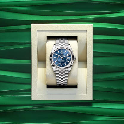 Sky-Dweller, 42mm, Oystersteel and 18k White Gold, Blue, Jubilee, Ref# 336934-0006