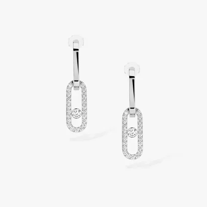 Move Link White Gold Diamond Earrings