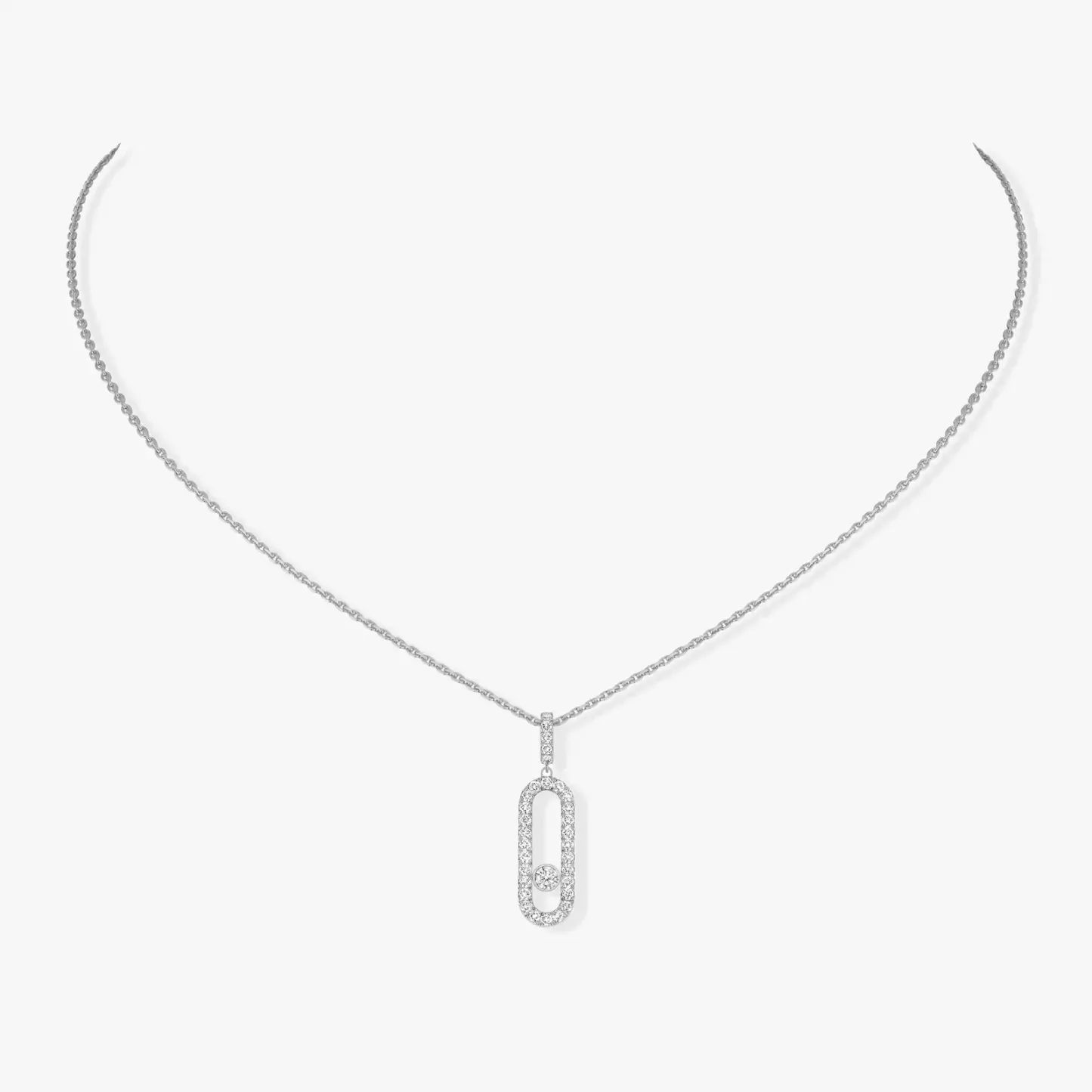 Move Uno Pavé LM White Gold Diamond Necklace