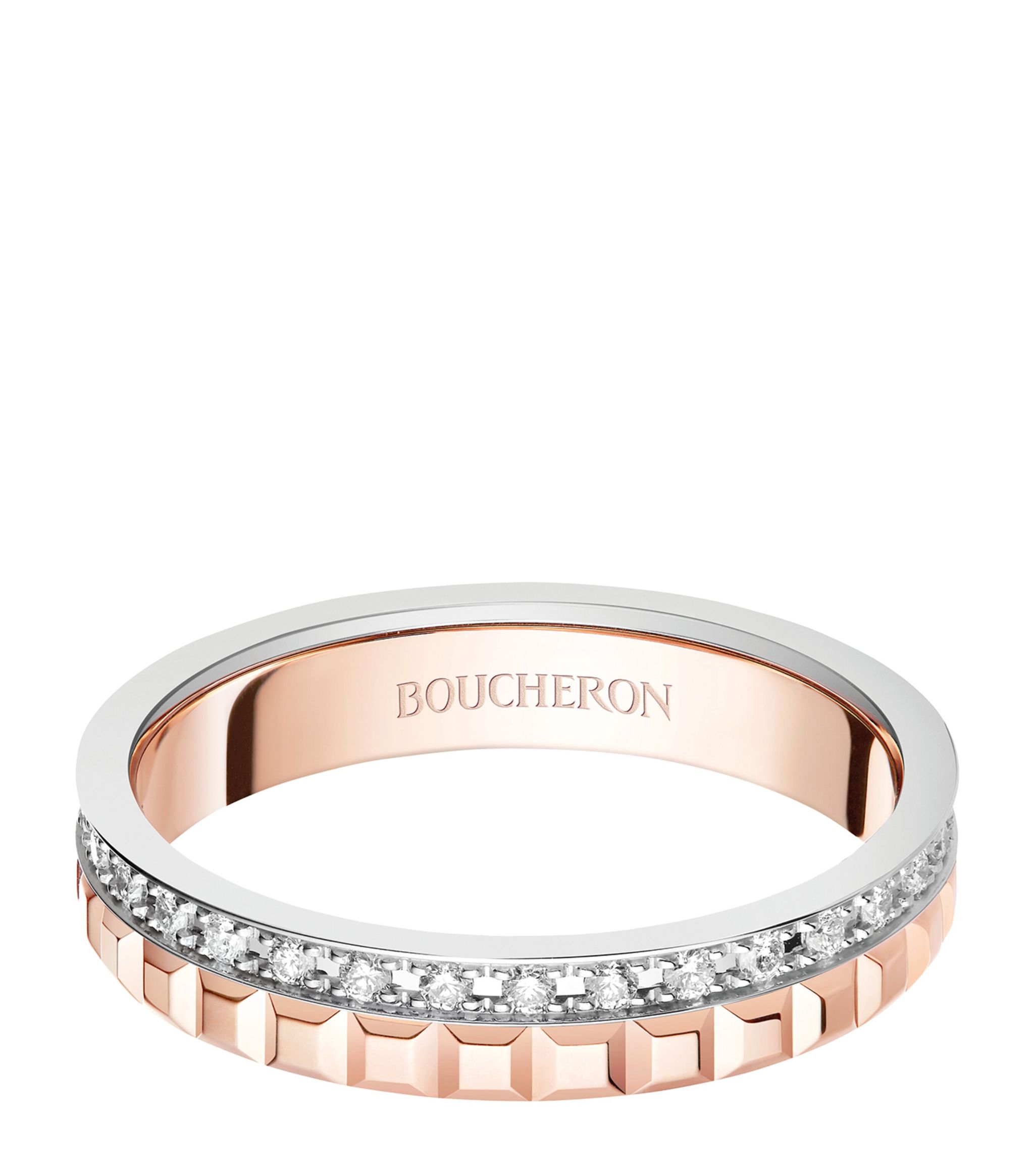 YELLOW GOLD, ROSE GOLD AND DIAMOND QUATRE WEDDING BAND