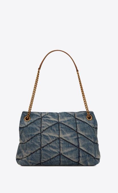 PUFFER MEDIUM IN SUEDE AND DENIM