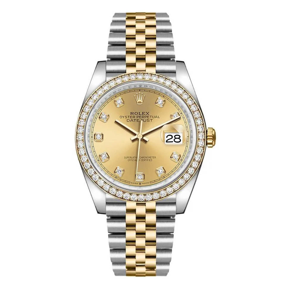 Datejust 36 Champagne Dial Diamonds Unisex Watch 126283RBR-0003
