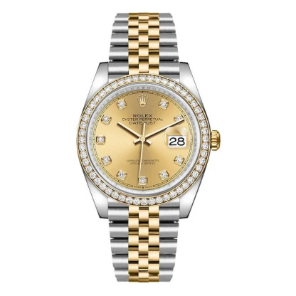 Datejust 36 Champagne Dial Diamonds Unisex Watch 126283RBR-0003