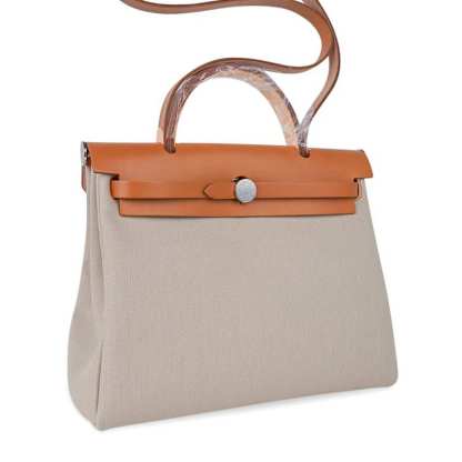 Herbag Zip 31 Bag Beton Toile Militaire / Natural Sable Leather Palladium New w/Box