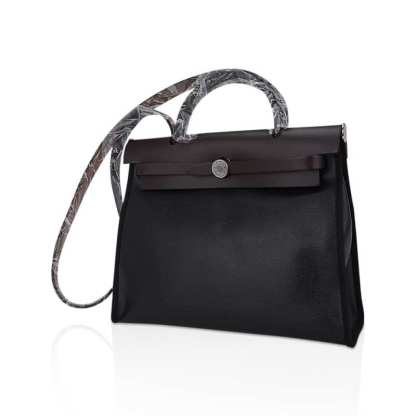 Herbag Zip 31 Bag Retourne Black Berline & Rouge Sellier Leather with Palladium Hardware