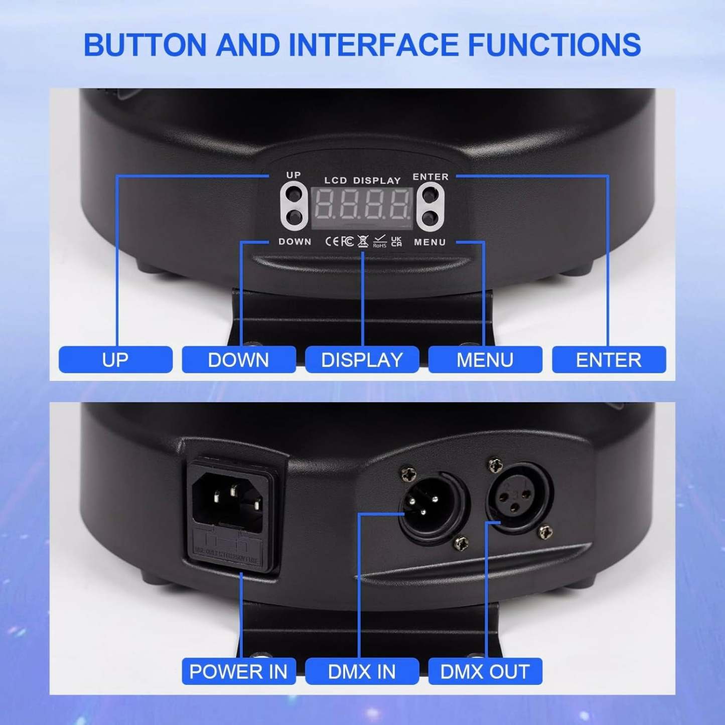 150W RGBW 4-in-1 Moving Head DJ Light with 6 Arms, Remote Control, DMX512, Sound-Activated Rotating Stage Light for Wedding, Club, KTV, Bar, and Party