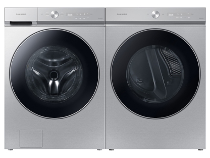 Bespoke Ultra Capacity Front Load Washer and Electric Dryer in Silver Steel