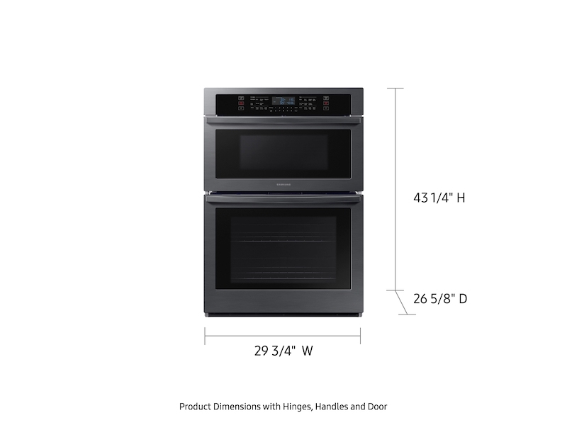 30" Smart Electric Wall Oven with Microwave Combination in Black Stainless Steel