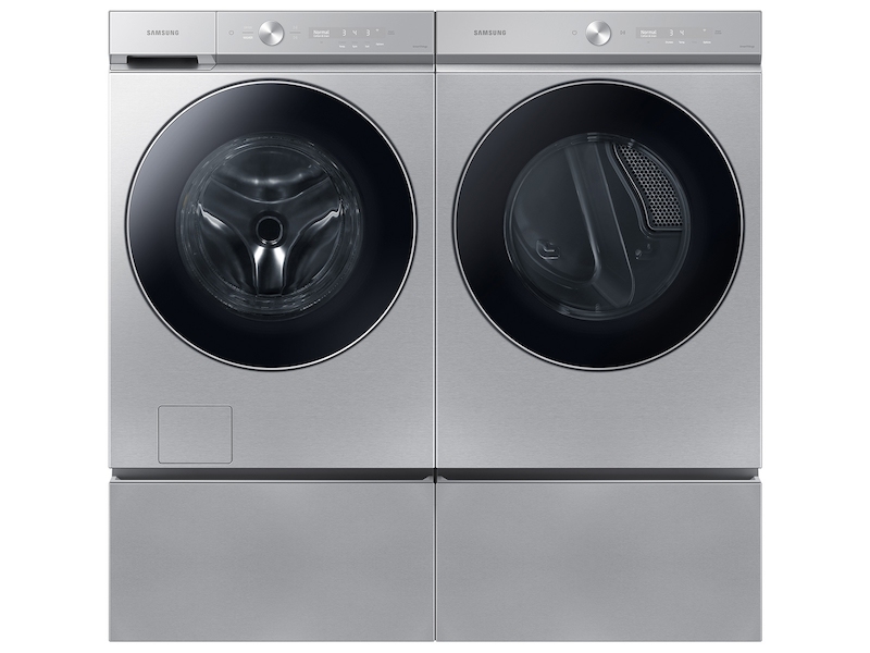 Bespoke Ultra Capacity Front Load Washer and Electric Dryer in Silver Steel