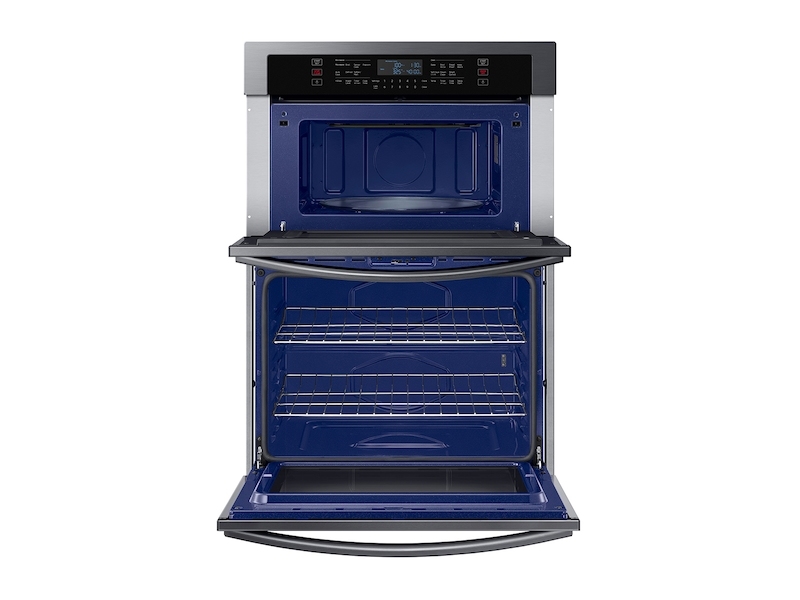 30" Smart Electric Wall Oven with Microwave Combination in Black Stainless Steel