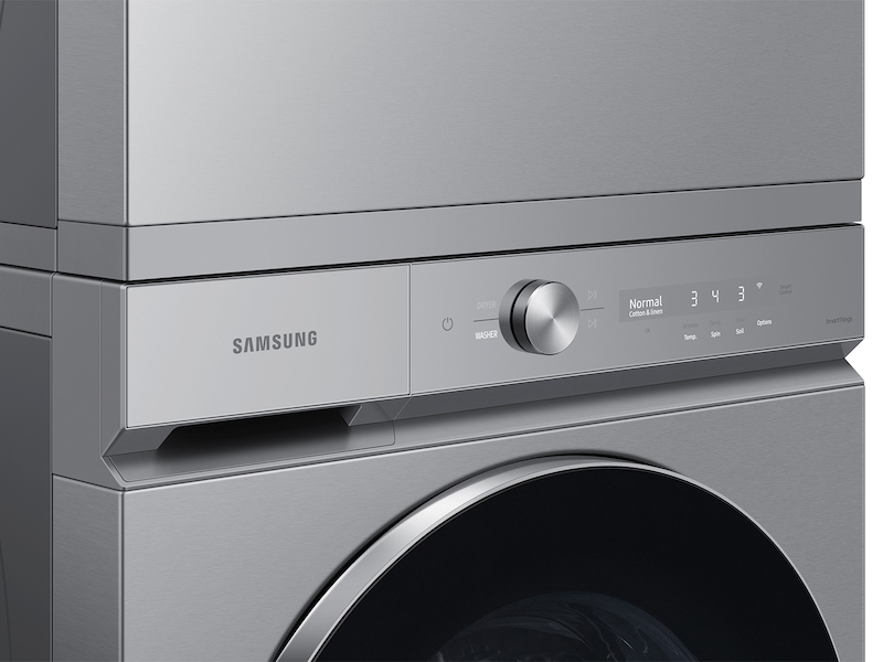 Bespoke Ultra Capacity Front Load Washer and Electric Dryer in Silver Steel