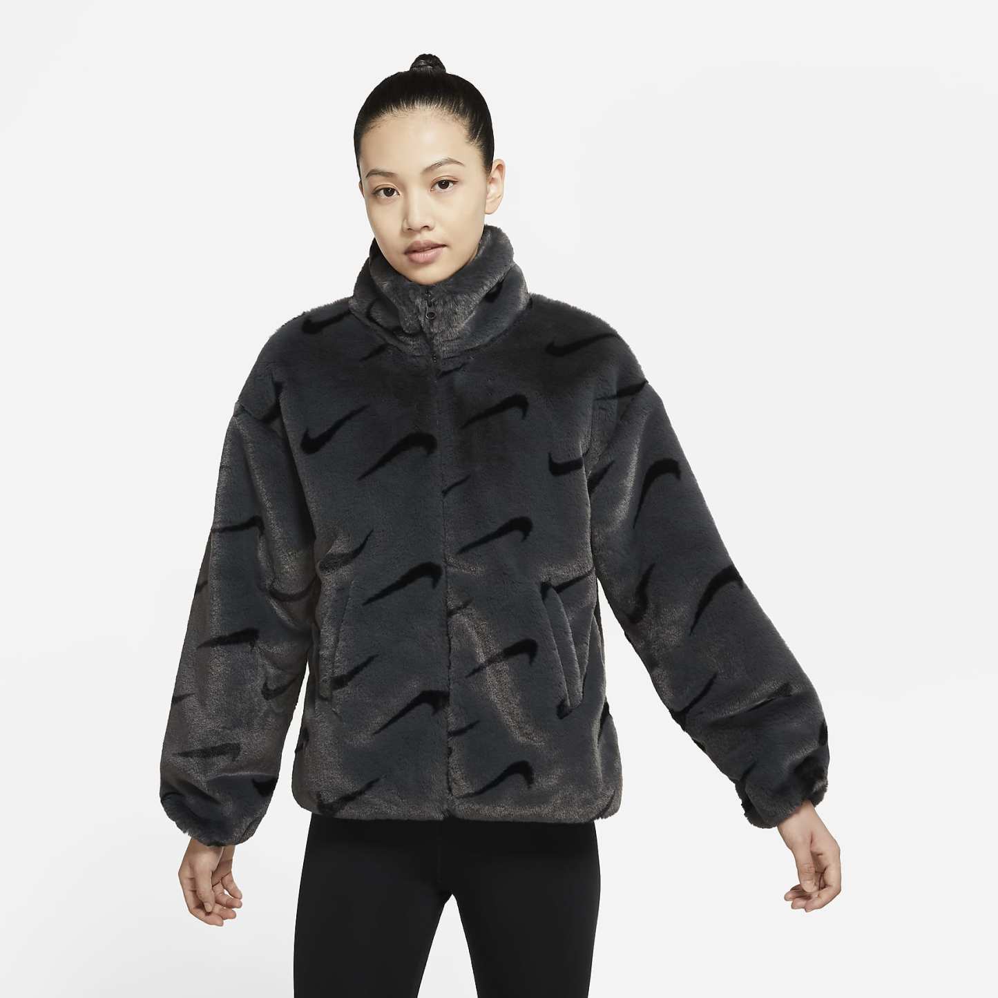 Sportswear Plush - Women's Printed Faux Fur Jacket