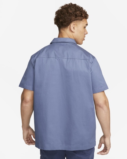 Men's Woven Military Short-Sleeve Button-Down Shirt