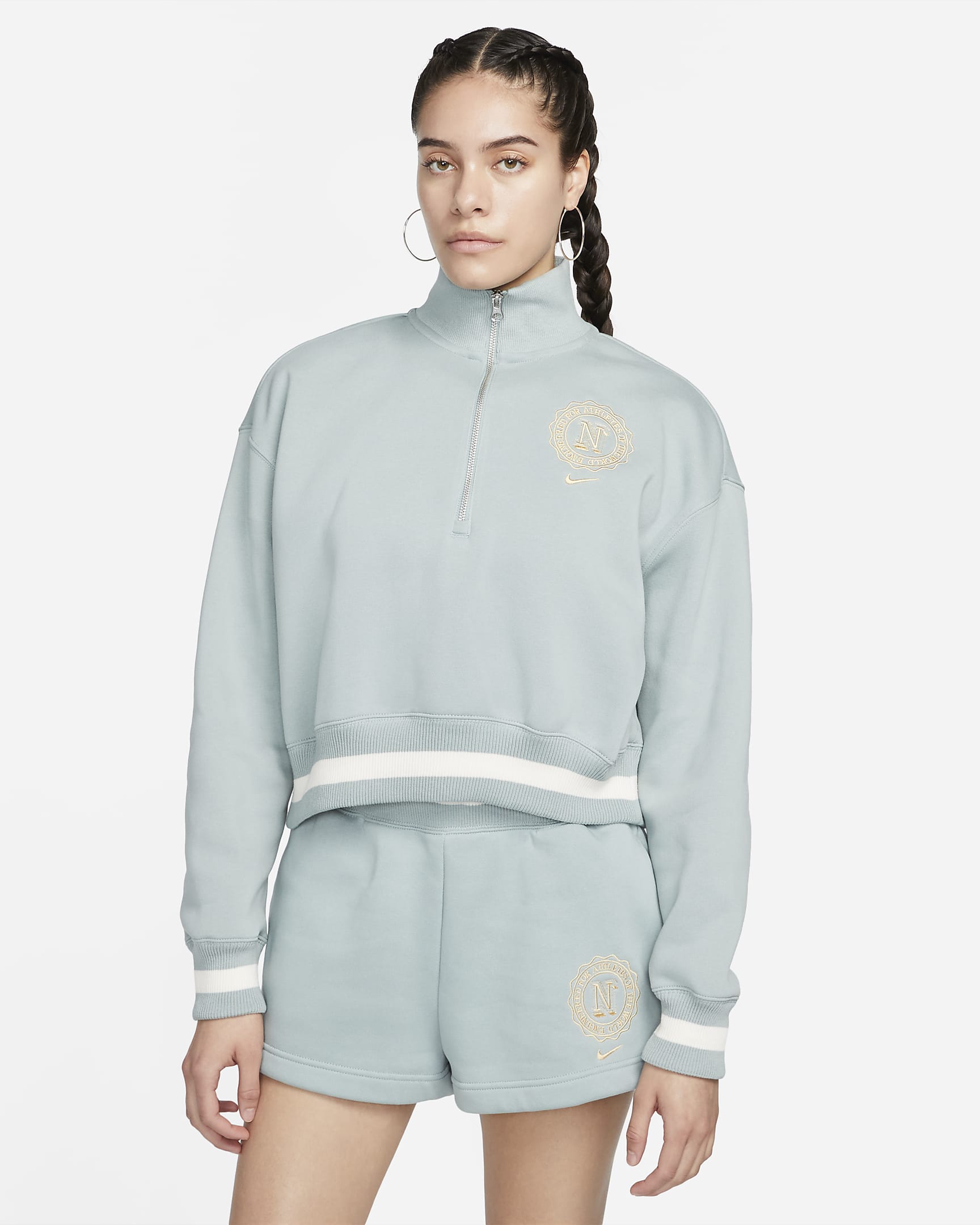 Women's Oversized 1/2-Zip Crop Sweatshirt