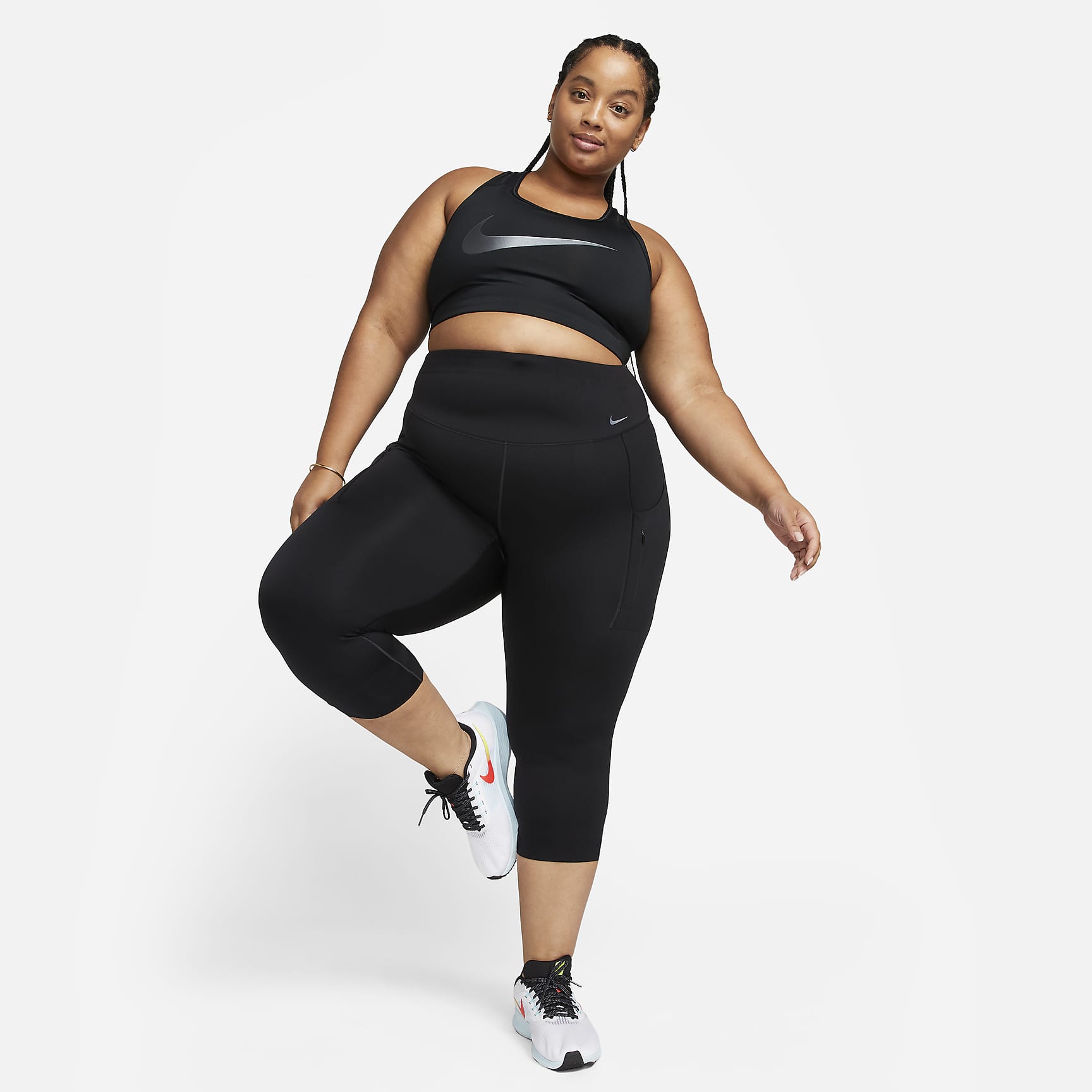 Go - Women's Firm-Support High-Waisted Cropped Leggings with Pockets (Plus Size)