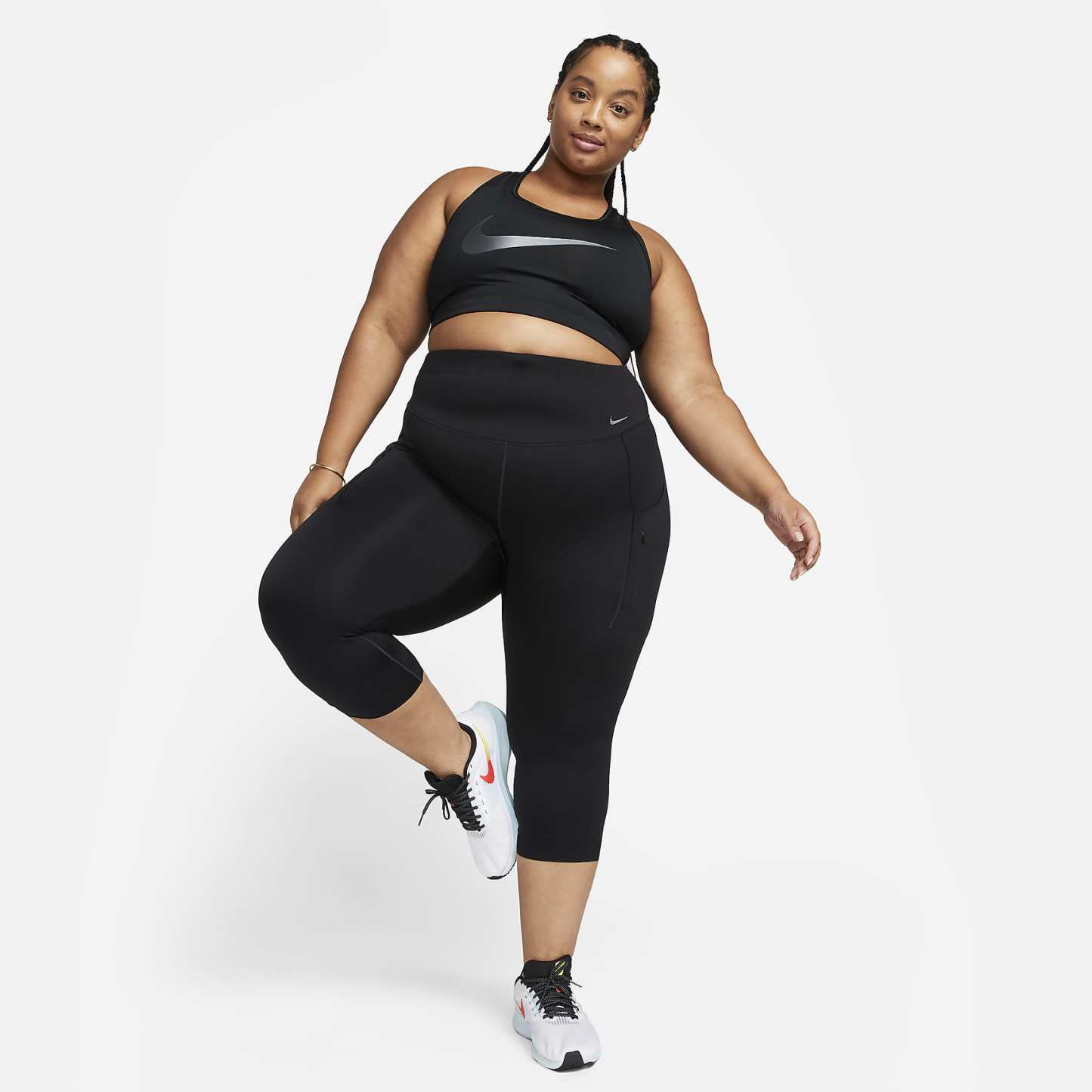 Go - Women's Firm-Support High-Waisted Cropped Leggings with Pockets (Plus Size)