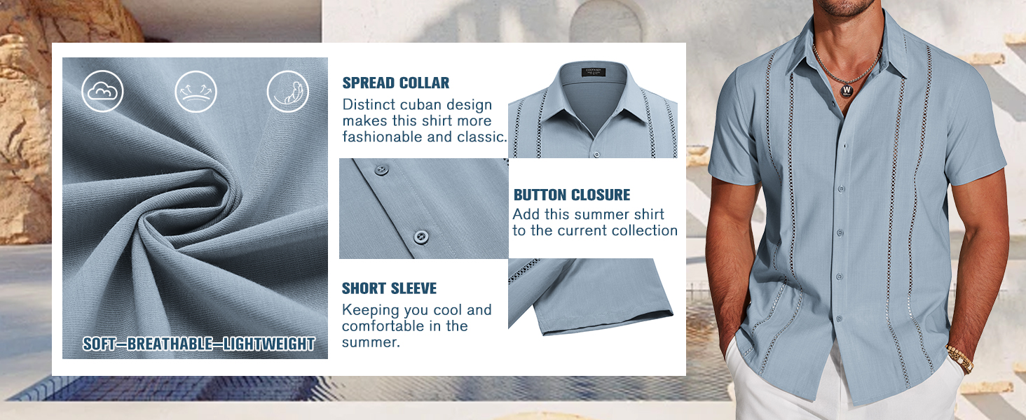 button up shirt for men cuban shirt for men